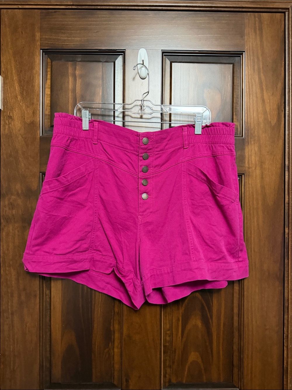 Knox Rose High-Waist Fuchsia Button-Front Shorts